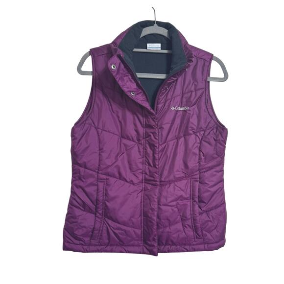Columbia Women’s Puffer Vest With Fleece Lining Size Slant Pockets Medium - Picture 6 of 11
